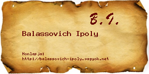 Balassovich Ipoly névjegykártya